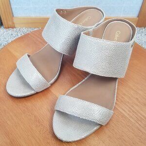 Calvin Klein Heels Women's Cecily Slide Dress Sandals Gold Metallic Size 9.5